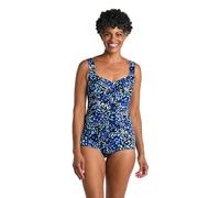 Maxine of Hollywood Women's Spa Shirred Girl Leg One Piece Swimsuit, Black//Electric Safari, 12