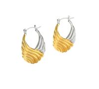 MAXINGJUWH European and American-Style Two-Tone Wavy Ring with a Three-Dimensional Streamlined Design