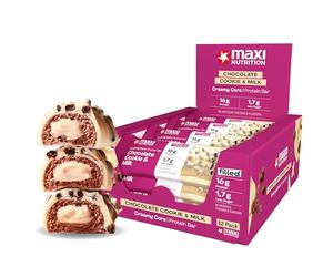 MaxiNutrition Creamy Core Protein Bar - Snack - Fat-Free, Low in Sugar - 16g Protein - Chocolate Cookie & Milk, 188 kcal per Serving, Maxi Nutrition 12 x 45g bar