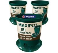 Maxipot 15L Plant Pot & Saucer - Unique Twist & Lock Design for Added Drainage, Watering, Air Pruning & Root Oxygenation. Pest Damage Control. Perfect for Greenhouse, Outside or Homegrown Veg Plants