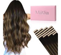 MAXITA Hair Extensions Tape in Hair Extensions Human Hair 20 inch 50g 20pcs Balayage Dark Brown to Chestnut Brown Real Human Hair Extensions Real Remy Seamless Straight Hair Extensions for Women