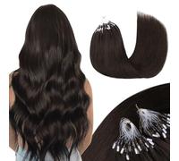 MAXITA Microlink Hair Extensions Human Hair Dark Brown Micro Bead Hair Extensions Virgin Human Hair, 50g/50 Strands/Pack, 40cm
