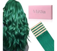 MAXITA Tape in Hair Extensions Human Hair Green Tape in Extensions 55cm 10pcs 30g Remy Invisible Silky Straight Colored Soft Real Human Hair Extensions