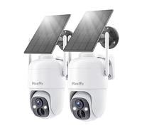 MaxiViz 2K Solar Camera Security Outdoor, 100% Wire-Free Security Cameras Wireless Outdoor with Solar Panel, 360° Panoramic View, Color Night Vision, AI Motion Detection, IP66 Weatherproof, 2 Pack