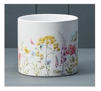 MaxJam White Ceramic Plant Pot Holder or Planter for Flowers Herbs Cacti Succulents Sturdy Flower Planters Spring Meadow Design 12cm x 13cm
