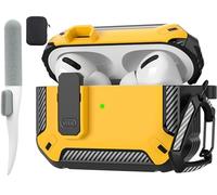Maxjoy AirPods Pro 2nd/1st Generation Case Cover with Lock, AirPods Pro 2 Protective Case with Keychain Compatible with Apple AirPod Pro2 2023 USB C Cable 2022 Lightning Cable/ Pro1 2019, Yellow