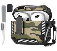 Maxjoy AirPods Pro 2nd/1st Generation Case Cover with Lock, AirPods Pro 2 Protective Case with Keychain Compatible with Apple AirPod Pro2 2023 USB C Cable 2022 Lightning Cable/ Pro1 2019, Jungle Camo