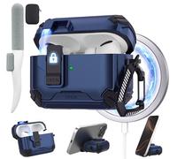 Maxjoy AirPods Pro 3 Case Cover 2025 with Automatic Lock MagSafe, Compatible with Apple AirPod Pro 3rd Generation, Protective Bracket Case Dark Blue