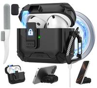 Maxjoy AirPods Pro 3 Case Cover 2025 with Automatic Lock MagSafe, Compatible with Apple AirPod Pro 3rd Generation, Protective Bracket Case Black