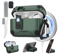 Maxjoy AirPods Pro 3 Case Cover 2025 with Automatic Lock MagSafe, Compatible with Apple AirPod Pro 3rd Generation, Protective Bracket Case Green