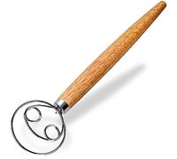 Maxjoy Danish Dough Whisk Wooden Bread Whisk with Stainless Steel Dough Hook - Traditional Dutch Whisk - Dough Mixer Hand Tool & Sourdough Bread Making Tools and Supplies