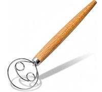 Maxjoy Danish Dough Whisk Wooden Bread Whisk with Stainless Steel Dough Hook - Traditional Dutch Whisk - Dough Mixer Hand Tool & Sourdough Bread Making Tools and Supplies