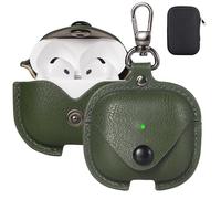 Maxjoy for AirPods 4 Case Leather, for AirPods 4th Generation Case Cover Leather AirPod Gen 4 Protective Cover with Keychain Compatible with Apple AirPod Generation 4th 2024, Green