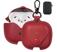 Maxjoy for AirPods 4 Case Leather, for AirPods 4th Generation Case Cover Leather AirPod Gen 4 Protective Cover with Keychain Compatible with Apple AirPod Generation 4th 2024, Red