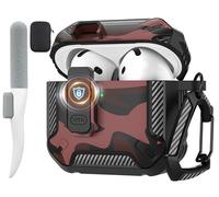Maxjoy for AirPods 4 Case with Lock, AirPods 4th Generation Case Cover with Cleaner Kit Shockproof AirPods Gen 4 Case with Keychain Compatible with Apple AirPods 4th Generation 2024, Red Camo