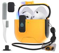 Maxjoy for AirPods 4 Case with Lock, AirPods 4th Generation Case Cover with Cleaner Kit Shockproof AirPod Gen 4 Protective Cases with Keychain Compatible with Apple AirPods4 2024, Yellow