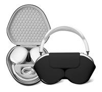 Maxjoy for AirPods Max Case [Shockproof & Dustproof] - Premium PU Leather & EVA Hybrid Hard Protective Cover, Travel Carrying Case with Storage for Apple AirPods Max Headphones (B-Black-EVA)