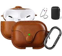 Maxjoy for AirPods Pro 2 Case Leather, Airpods Pro Leather Case Cover with Keychain Airpod Strap Compatible with Apple Airpod Pros 2nd Generation 2023 2022/AirPods Pros 2019 (Front LED Visible), Brown