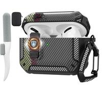 Maxjoy for AirPods Pro 3 Case Cover 2025 with Automatic Lock MagSafe, Shockproof Protective Case with Phone Stand with Cleaning Kit and Keychain, Compatible with Apple AirPods Pro 3rd,CarbonFiber Gray