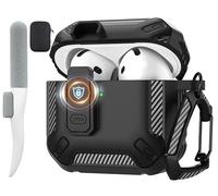 Maxjoy for AirPods Pro 3rd Gen Protective Case with Cleaning Kit, Military Hard Case with Lock Shock-Absorbing, Black