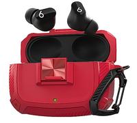 Maxjoy for Beats Studio Buds Case Cover, Studio Buds Plus Case 2023 with Lock, Studio Buds + Shockproof Protective Earbuds Case with Keychain for Beats Studio Buds 2021/Beats Studio Buds+ 2023, Red