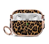Maxjoy for Cute Airpods Pro 2 case with Safety Lock,Compatible Airpods Pro Case 2nd/1st Gen,for Leopard Print AirPods Case Coverfor Women Girly with Keychain-Gold