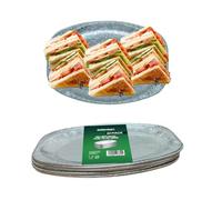 Maxland 10" inch Aluminium Foil Platters for Party Food, Small Foil Trays for Food Serving, Oval Foil Platters Buffet Catering Serving Platters for Parties, Freezer Oven Safe 25 cm x 18 cm