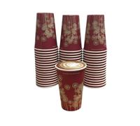 Maxland 50 Paper Cups Disposable Paper Cups for Hot and Cold Drinks Eco Freindly Drinking Coffee Cups Disposable Vending Cup 9oz 25cl Swirl Design