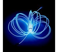 MaxLax EL Wire Blue, 16.4ft/5m Portable Battery Pack Neon Lights Strip 360° Cuttable Glowing Rope Lights for Parties, Halloween, DIY Decoration