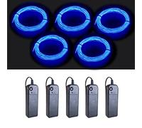 MaxLax EL Wire Blue 5-Pack, 9ft/2.75m Neon Light Wire with Noise Reduction and Battery Pack…