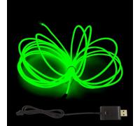 MaxLax EL Wire Green, 9.8ft/3m USB 5V Adapter Neon Lights Strip 360° Cuttable Glowing Rope Lights for Parties, Halloween, DIY Decoration