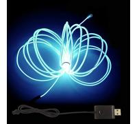 MaxLax EL Wire Ice Blue, 9.8ft/3m USB 5V Adapter Neon Lights Strip 360° Cuttable Glowing Rope Lights for Parties, Halloween, DIY Decoration