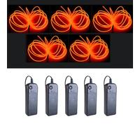 MaxLax EL Wire Orange 5-Pack, 9ft/2.75m Neon Light Wire with Noise Reduction and Battery Pack…