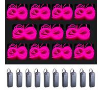 MaxLax EL Wire Pink 10-Pack, 16.4ft/5m Neon Light Wire with Noise Reduction and Battery Pack…