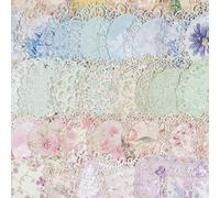 Maxleaf 60Pcs Lace Edged Flower Scrapbook Paper for Letter Writing Vintage Decorative Paper Scrapbooking Supplies DIY Planners Aesthetic Bullet Collage Stationery Paper