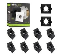 Maxled, Light is Led! 10x Frame for Recessed Ceiling Lights GU10 Downlights for Ceiling LED/Halogen Mounting Frames Square Black Tilt Swivel Spotlight Fitting Outer Diameter 93x93x25mm Cutout Φ75mm