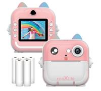 Maxlife Kids Instant Print Camera Pink - 2.4" Screen Full HD Video Recording - Thermal Photo Creator - Instant Camera for Kids Aged 3 and Up
