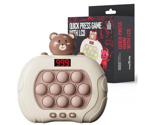 Maxlife Portable Electronic Pop It Game Teddy Bear with Display - Enhances Memory Focus and Dexterity - Quick Pop It Toy with 999 Levels and 6 Game Modes - Stress Relief Toy for Kids