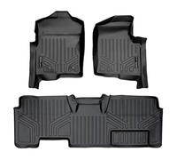 MAXLINER Floor Mats 2 Row Liner Set Black for 2011-2014 Ford F-150 SuperCab Non Flow Center Console