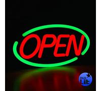 MaxLit- Oval Shaped LED Tube Neon Open Sign -Large Size -24'' X 12'' (Green/Red)