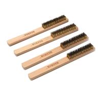 MAXMAN Brass Brush Set 3Pcs, Soft Brass Bristle Wire Brushes with 10 Inch Natural Beechwood Handle, Metal Brush, Wire Brush for Cleaning Rust, Metal Surface, Kitchen, Automotive, Welding, Removes Lint