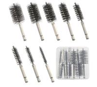 MAXMAN Stainless Steel Bore Brush, 8pcs Wire Brush for Drill, Durable Metal Bristles Twisted, 8 Size Set Multiple Diameter Options, 1/4 Inch Hex Shank, for Power Drill Impact Driver & Tube Cleaning