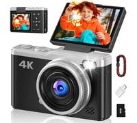 MaxMango Digital Camera, 64MP Autofocus Vlogging Camera for YouTube with 16G, 2.4" 180° Flip Screen Point and Shoot Travel Compact Camera Photo with 16X Zoom for Teens Adults Beginners