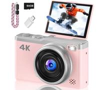 MaxMango Digital Camera, 64MP Autofocus Vlogging Camera for YouTube with 64G, 2.4" 180° Flip Screen Point and Shoot Travel Compact Camera Photo with 16X Zoom for Teens Adults Beginners
