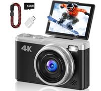 MaxMango Digital Camera, 64MP Autofocus Vlogging Camera for YouTube with 64G, 2.4" 180° Flip Screen Point and Shoot Travel Compact Camera Photo with 16X Zoom for Teens Adults Beginners