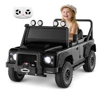Maxmass 12 Kids Electric Car, Land Rover Licensed Electric Vehicle with Remote Control, Headlights, Horn, Music, Suspension Off-Road Truck Ride on Toy Car for 3-8 Years Old (Black)