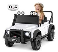 Maxmass 12 Kids Electric Car, Land Rover Licensed Electric Vehicle with Remote Control, Headlights, Horn, Music, Suspension Off-Road Truck Ride on Toy Car for 3-8 Years Old (White)