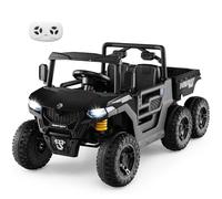 Maxmass 12V/24V Kids Electric Car, 2-Seater Children Ride on Car with Remote Control, Dump Bed, Music, Story, Spring Suspension, Toddler Toy Cars Construction Vehicle for 3-8 Years Old (Black, 24V)