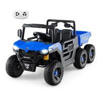 Maxmass 12V/24V Kids Electric Car, 2-Seater Children Ride on Car with Remote Control, Dump Bed, Music, Story, Spring Suspension, Toddler Toy Cars Construction Vehicle for 3-8 Years Old (Blue, 24V)