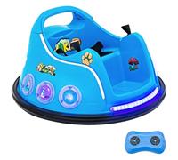 Maxmass 12V Electric Ride On Bumper Car, 360° Rotation Spin Children Waltzer Car with Remote Control, Wireless Connection, Music & Lights, Kids Battery Powered Bumping Toy Car for Boys Girls (Blue)